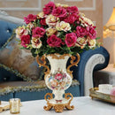 Axyaa European Resin Vase with Artificial Flower Figurines for Home & Office Decor