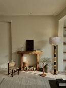 Axyaa Gold Black Stone Floor Lamp w/ Fabric Lampshade, Nordic Luxury Design
