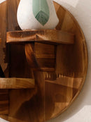 Axyaa Oval Wooden Floating Wall Shelf Rustic Bohemian Room Decor