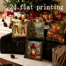 Axyaa Christmas Scene Printed Pillow Cover for Sofa, Bedroom, Car - Rectangular Decorative Cushion