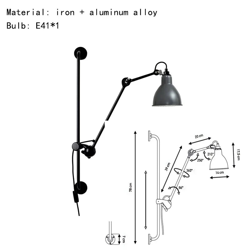 Axyaa Rotatable Wall Lamp for Bedroom Reading Parlor Sconce - Black/Yellow/Orange