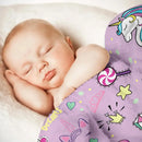 Axyaa Purple Unicorn Flannel Blanket - Soft Cozy Lightweight Plush Throw, Baby Shower Birthday Gift