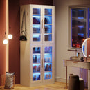 Axyaa 8-Tier Shoe Cabinet with Acrylic Doors, LED Lights, and Adjustable Shelves