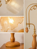 Axyaa Classic Vintage LED Table Lamp with Wood Base and Glass Shade
