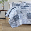 Axyaa Rustic Floral Blue Patchwork Bedding Set Coverlet Reversible White Cotton Bedspread