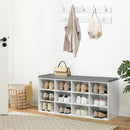 Axyaa Shoe Storage Bench with Cushion, 12-Cubby Organizer, 39.4L Capacity