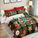 Axyaa Christmas Tree Snowflake Print Duvet Cover Set for Bedroom Decor