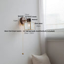 Axyaa Modern Nordic Glass & Wood Wall Lights with Pull Chain Rotation