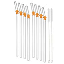 Axyaa Glass Straws Set with Brush - 8Pcs Reusable Smoothie Cocktail Bar Accessories