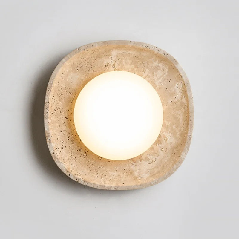 Axyaa Nordic LED Stone Ceiling Lamp - Yellow Travertine Finish