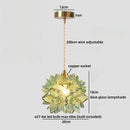 Axyaa Brass Finish Glass LED Pendant Light Fixture for Bedroom & Living Room