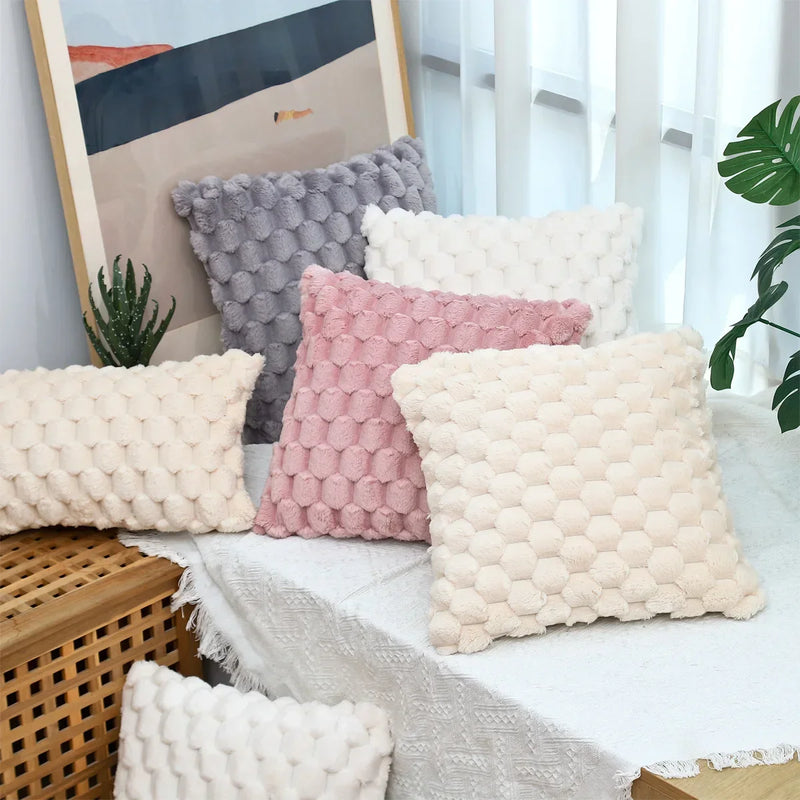 Axyaa Winter Plush Cushion Cover - Sofa Bed Room Decor Pillowcase