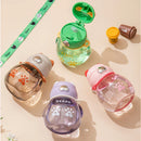Axyaa Kids Bear Straw Water Bottle | Kawaii Mini Tumbler Sippy Cup