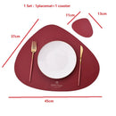 Axyaa Oval Faux Leather Placemat Coaster Sets - Waterproof Non-Slip Nordic Table Pads