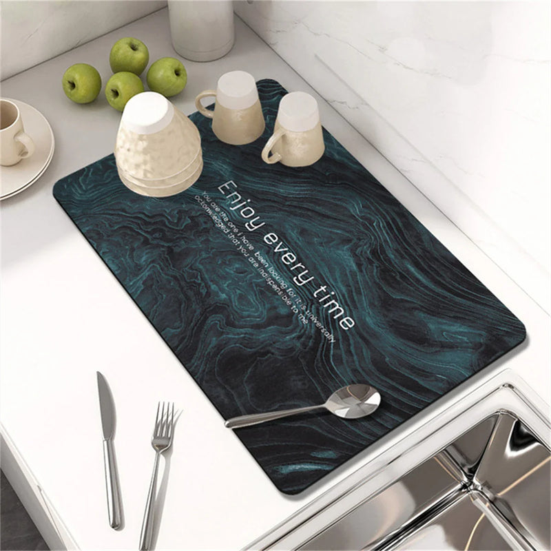 Axyaa Silicone Stripe Kitchen Drying Mat - Absorbent & Stylish Tables Cups Holder
