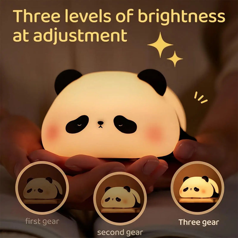 Axyaa Cute Panda Silicone Night Light - Rechargeable LED Lamp for Kids