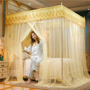 Axyaa Embroidery Lace Pleated Bed Net Canopy: Romantic Queen Double Bed Net, Stainless Steel Bracket Excluded