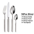 Axyaa Gold Cutlery Set Stainless Steel Mirror Sliver Fork Spoon Western Double Sided Pattern