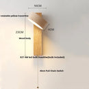 Axyaa Yellow Travertine Wood Canopy Wall Light - LED, Pull Chain Switch - Japan Style