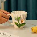 Axyaa Lily of The Valley 3D Relief Couple Coffee Cup Home Mug
