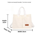 Axyaa Corduroy Shoulder Bag with Adjustable Strap - Multi-pocket Crossbody Tote Bag