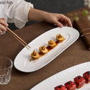 Axyaa Ceramic Sushi & Steak Plate | Japanese Style Long Strip Plate for Hotel Tableware