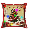 Christmas LED Luminous Pillowcase with Santa Claus Snowman Tree Design by Axyaa