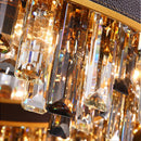 Axyaa Smoky Grey Crystal Chandelier LED Pendant Light, Luxe Leather, Dimmable for Living Room