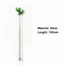 Axyaa Cactus Glass Stir Stick: Colorful, Long Handle for Cocktails, Juice, Coffee