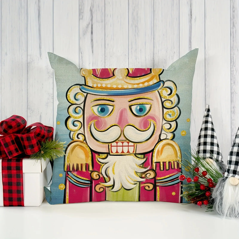 Nutcracker Pillowcase for Living Room Sofa with Zipper Closure by Axyaa