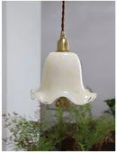 Axyaa French Glass Pendant Lamp Luxury Brass Bedroom Light