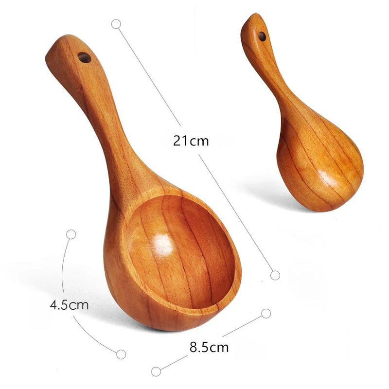 Axyaa Wooden Ramen Spoon Ladle Set - Japanese Style Kitchen Tableware