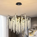 Axyaa Black Tree Branch Crystal Chandelier: Modern Raindrop LED Pendant Light