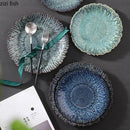 Axyaa Flower Shaped Ceramic Plate - Creative Tableware for Pasta, Dessert, and Fruit Salad