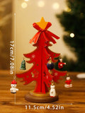 Handmade Wooden Christmas Tree Ornament in Red for Festive Holiday Decor by Axyaa