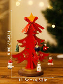 Handmade Wooden Christmas Tree Ornament in Red for Festive Holiday Decor by Axyaa