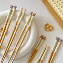 Axyaa Kawaii Animal Wooden Food Sticks Reusable Sushi Chopsticks for Kids and Adults