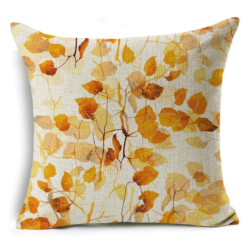 Axyaa Autumn Print Style Thanksgiving Pillow Case - Decorative Plant Cushion Cover
