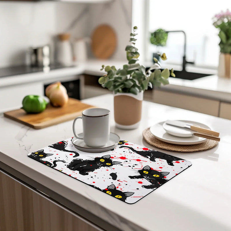Watercolor Large Kitchen Drain Pad Quick Dry Absorbent Anti-slip Drying Mat by Axyaa