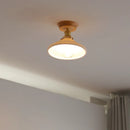 Axyaa White Ceramic LED Ceiling Light with Wood Canopy for Kitchen Living Room
