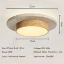 Axyaa Yellow Stone Round Ceiling Lights LED28w Wabi Sabi Walnut Wood 3000K/6000K