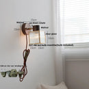 Axyaa Clear Glass LED Wall Light Fixture Walnut Wood Bedside Lamp Nordically Modern