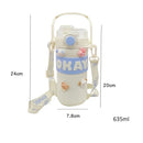 Axyaa Kawaii Thermal Water Bottle with Straw Stainless Steel Thermos