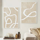 Boho Beige Abstract White Lines Wall Art Canvas Print by Axyaa