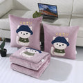 Axyaa Double-Sided Velvet Throw Pillow Quilt - Cartoon Embroidered Design