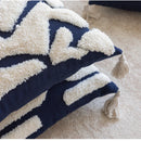 Axyaa Bohemian Tufted Navy Fringe Geometric Throw Pillow Cover