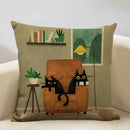 Axyaa Funny Cat Cartoon Pillowcase Linen Cushion Cover for Kids Nursery