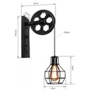 Axyaa Retro Industrial LED Wall Lamp with Adjustable Iron Pulley