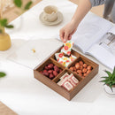 Axyaa Bamboo Chinese Style Dried Fruit Snack Tray with Lid - Four Squares Storage Box