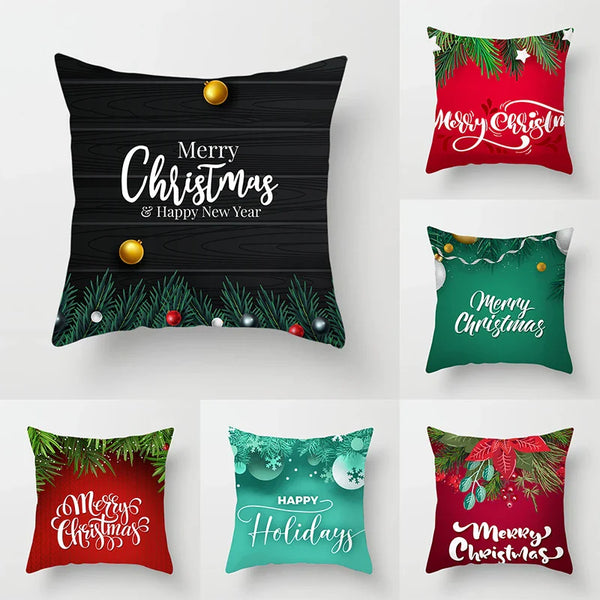 Axyaa Merry Christmas Green Pillowcase Sofa Decoration Cover